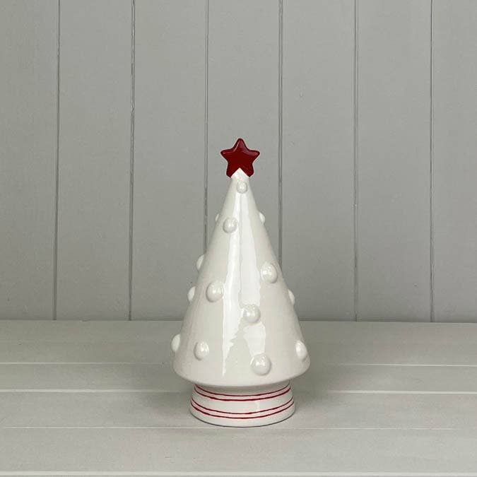Ceramic white and red Christmas Tree decoration