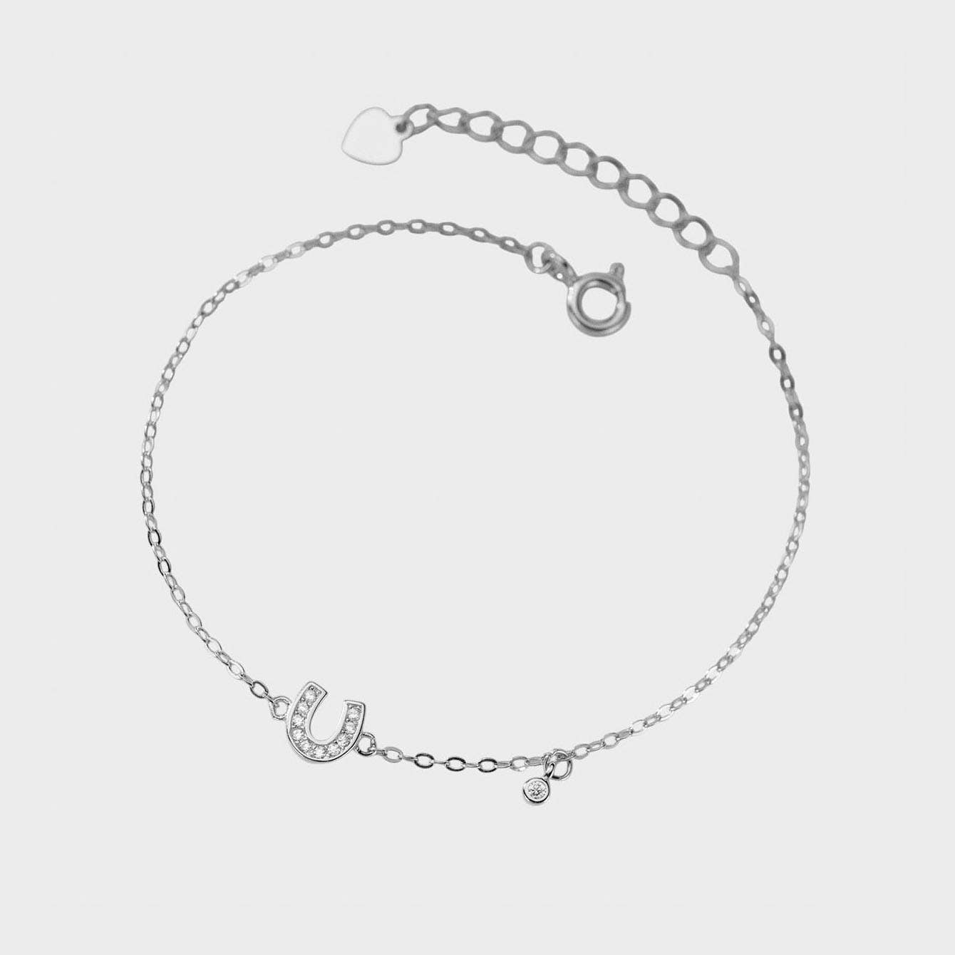 White Leaf - Mini Horseshoe Bracelet in Sterling Silver