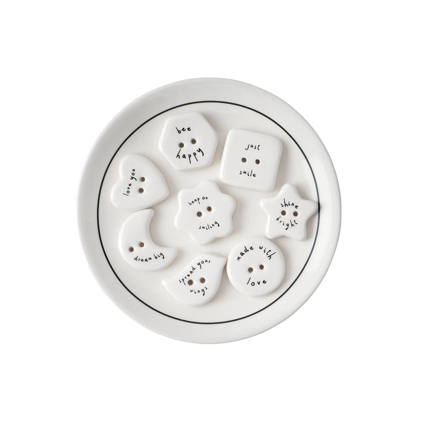 CGB Giftware - Send With Love 8 Assorted Ceramic Buttons In Dish