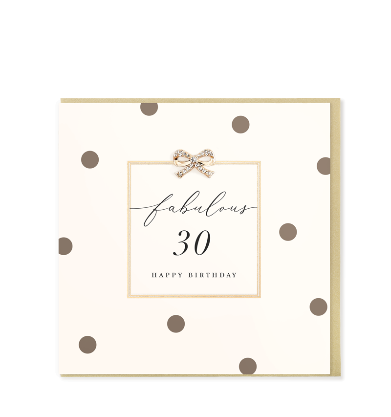 Hearts Designs - Fabulous 30 Happy Birthday, Embellished Greetings Card