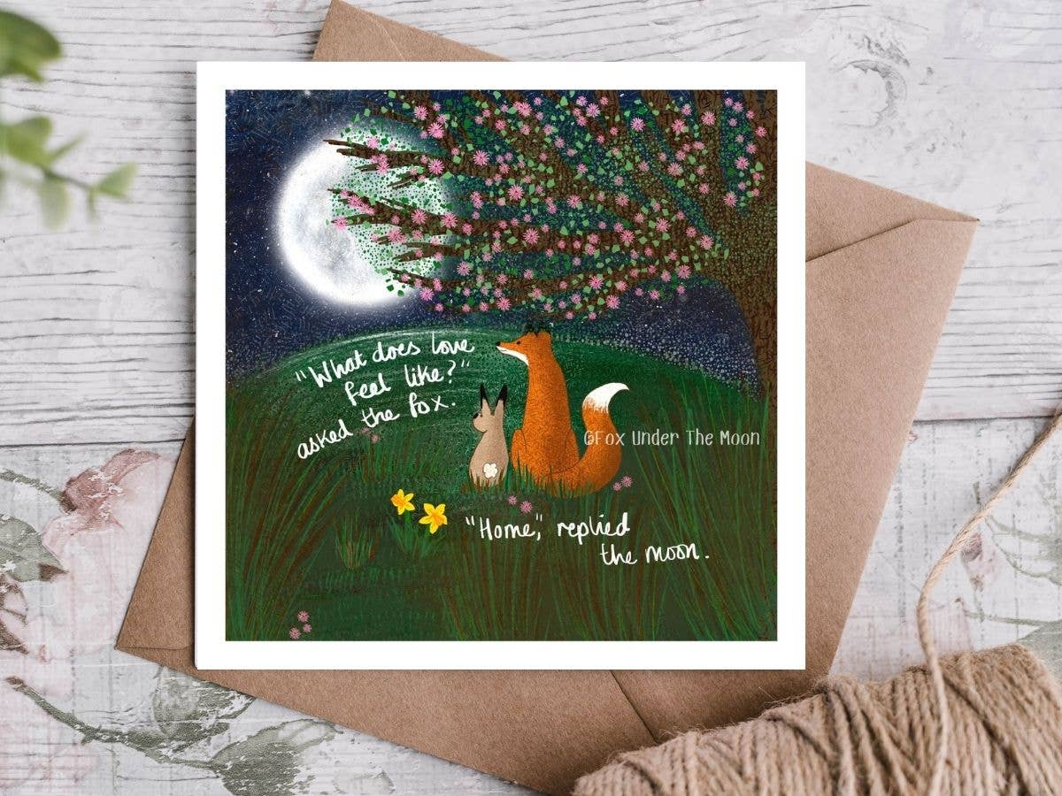 Fox Under The Moon - Greeting Card - Home