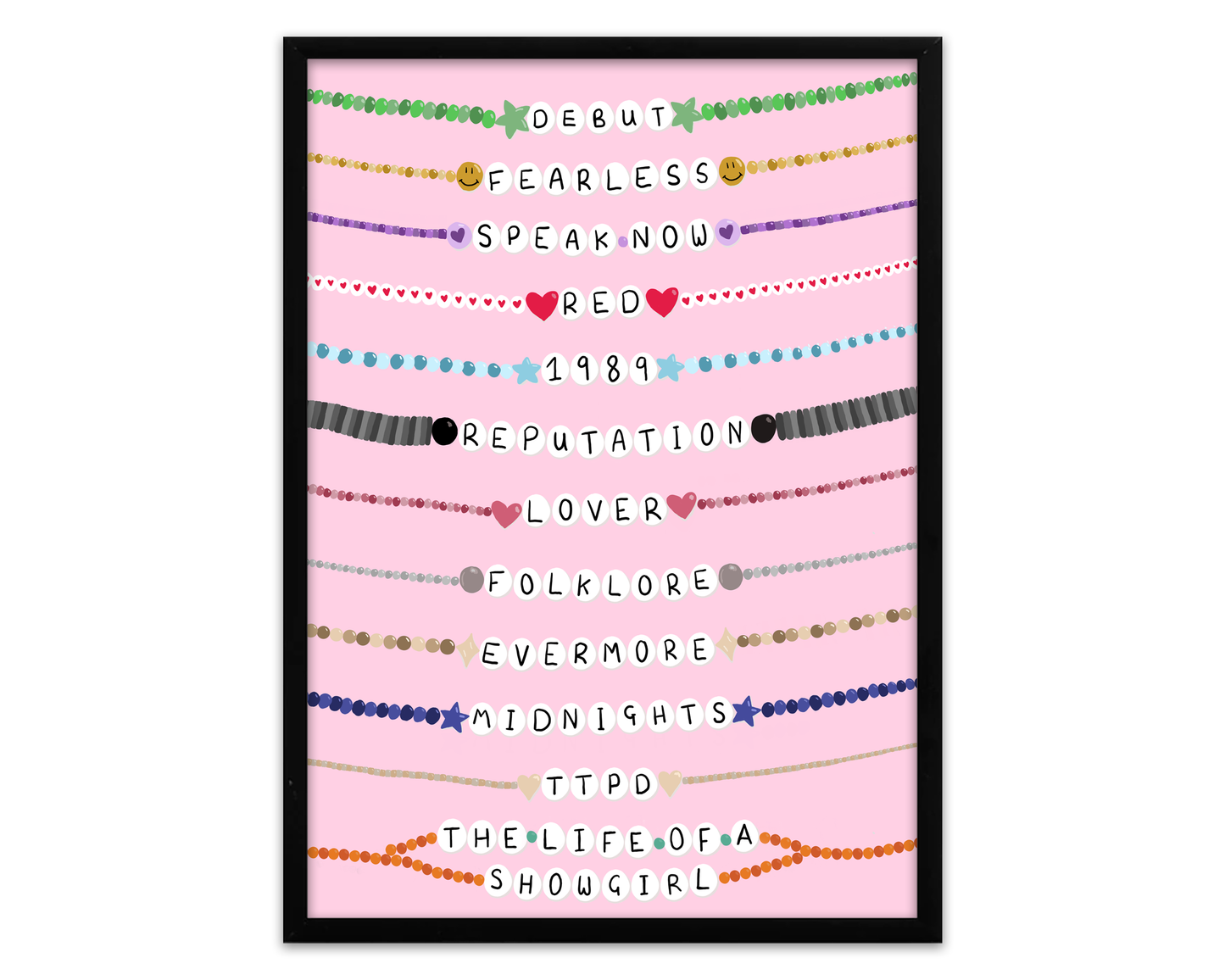 Danni Boden Designs - Album Friendship Bracelets - Taylor Swift Print - SHOWGIRL