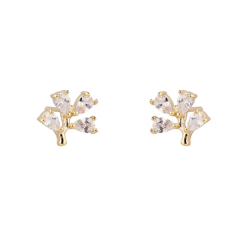 White Leaf - 7 Days Floral Earrings Box Set in Gold