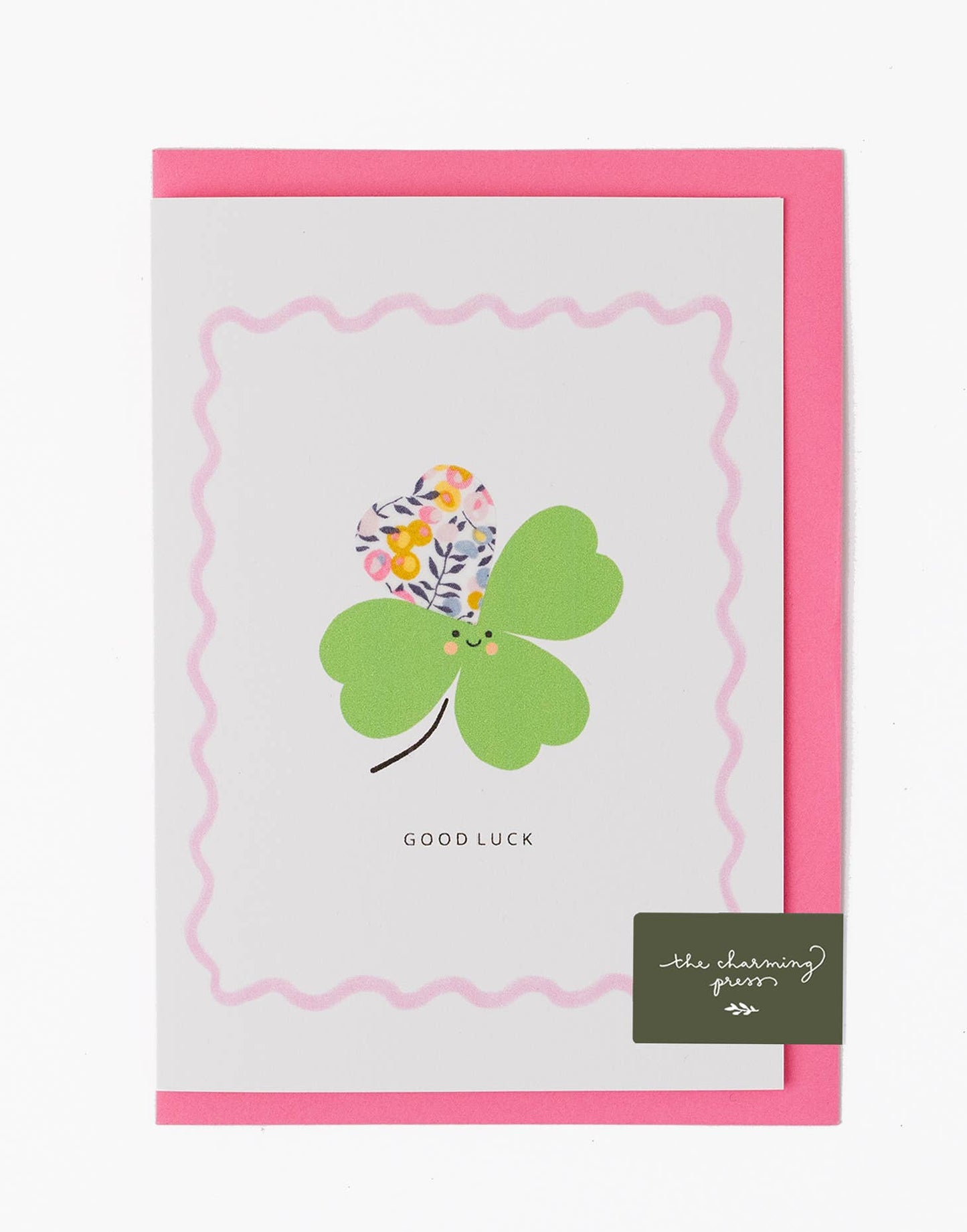 The Charming Press - Four Leaf Clover Card - Liberty Wiltshire Bud Fabric