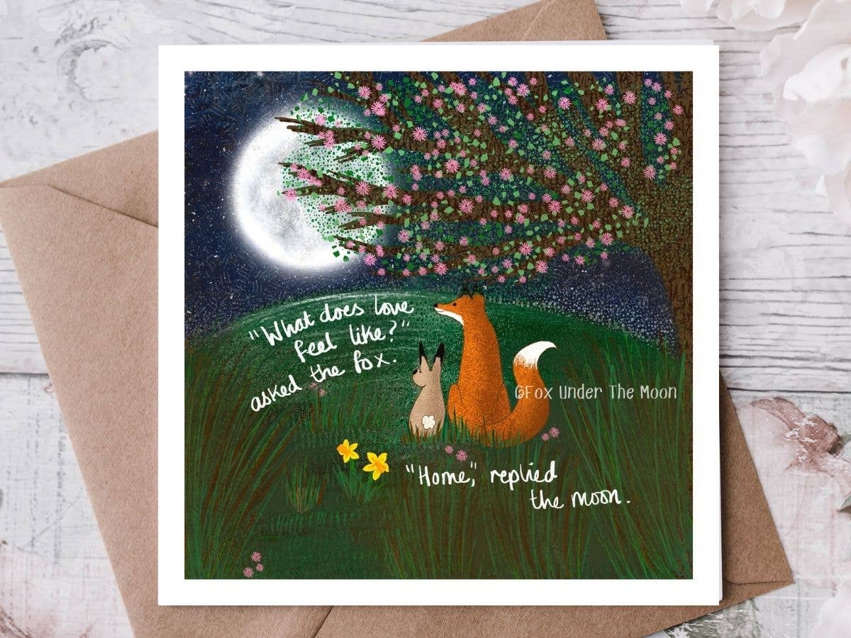 Fox Under The Moon - Greeting Card - Home