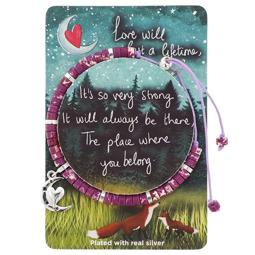 Fox Under The Moon Silver Plated Friendship Bracelet You're Loved