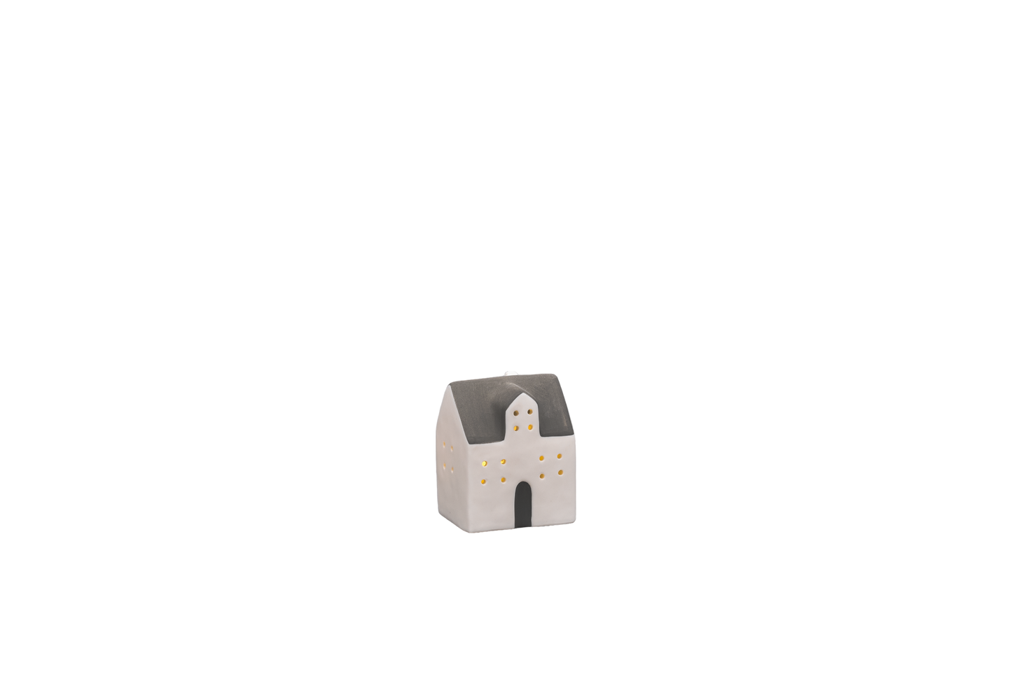 L. GLOW Home - White/Grey Roof Ceramic LED House F , extra small size
