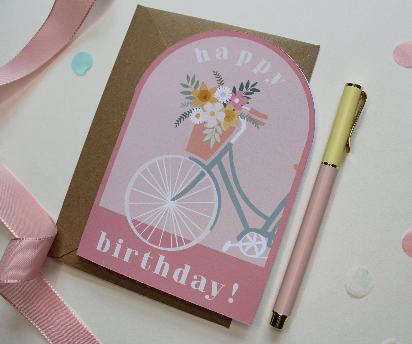 Ellice Owens Designs - Retro Bicycle Birthday Card for Her, Vintage Bike Card