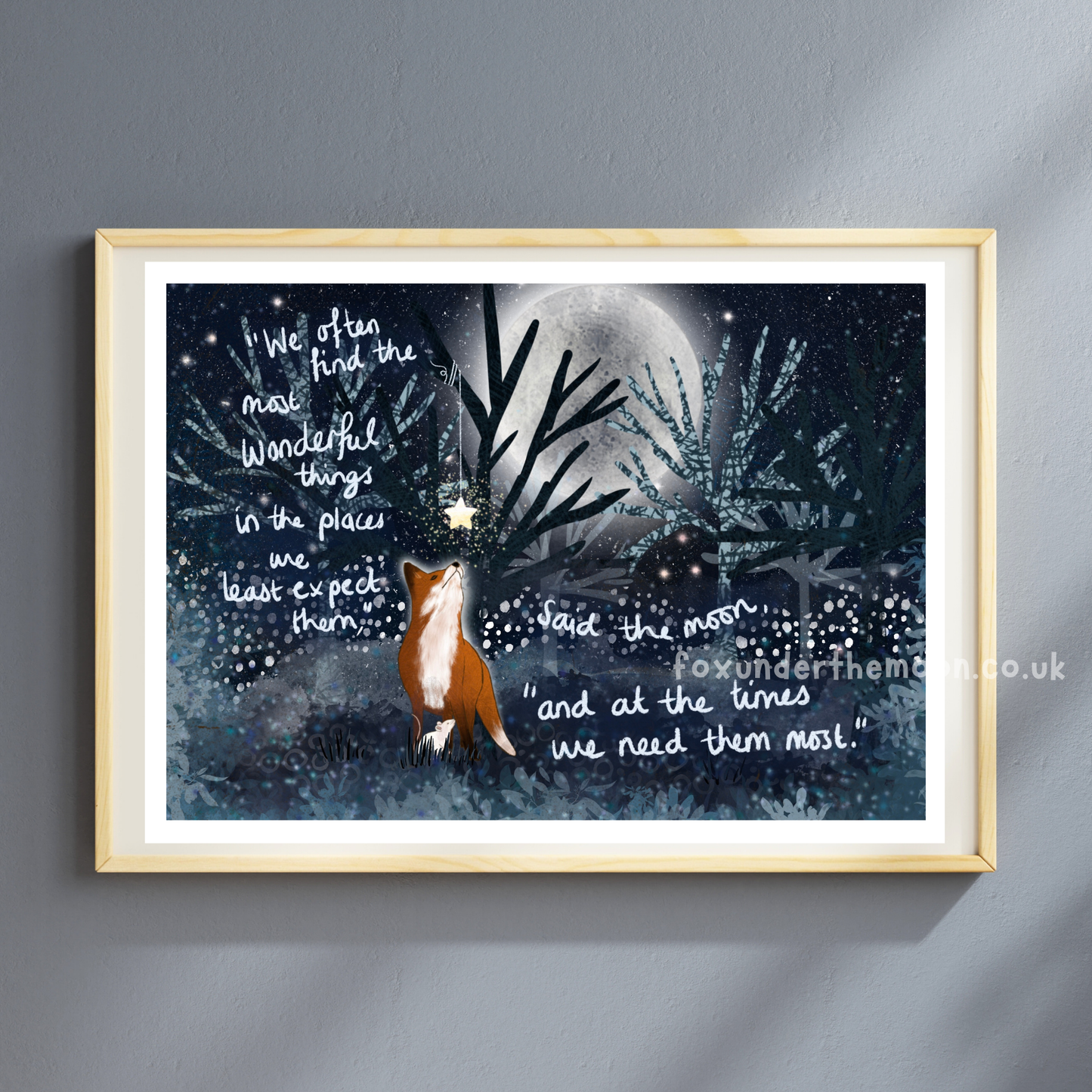 Fox Under The Moon - A4 Art Print- Wonderful things