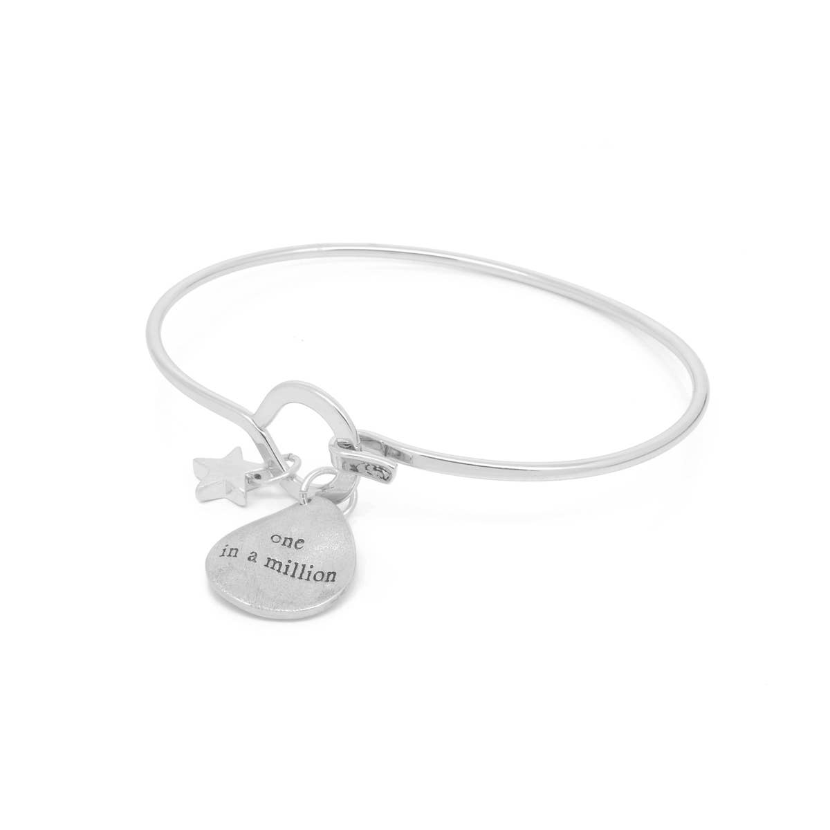 White Leaf - "One in a Million" Bangle in Matt Silver