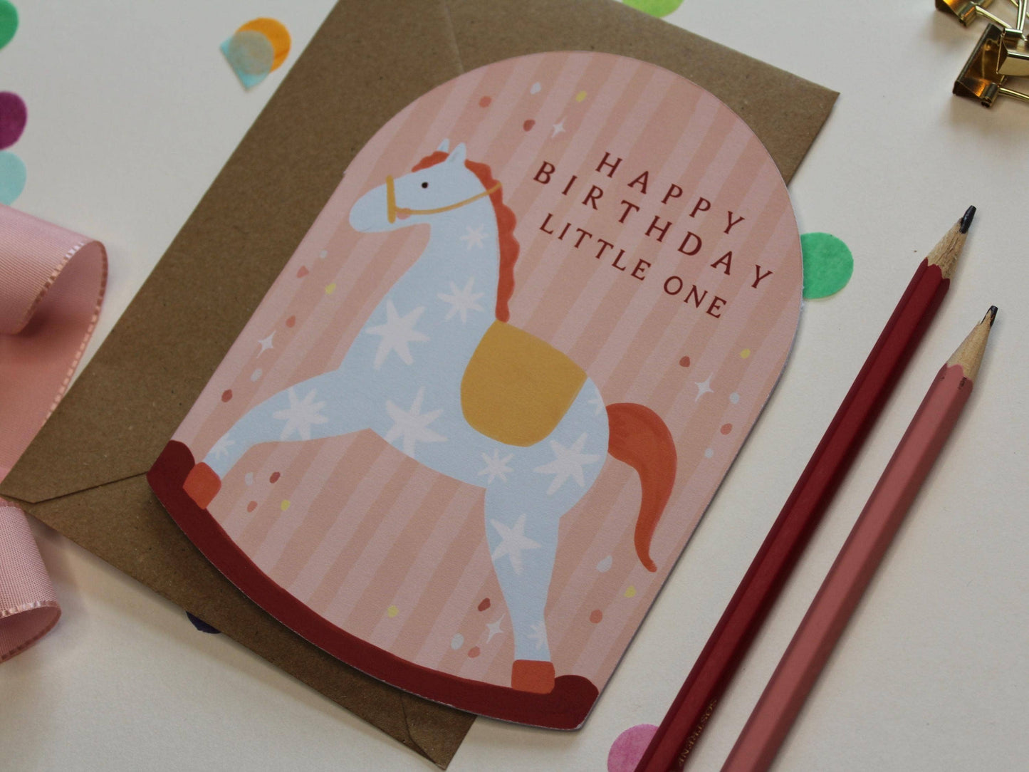 Ellice Owens Designs - Rocking Horse Birthday Card – First Birthday Little One
