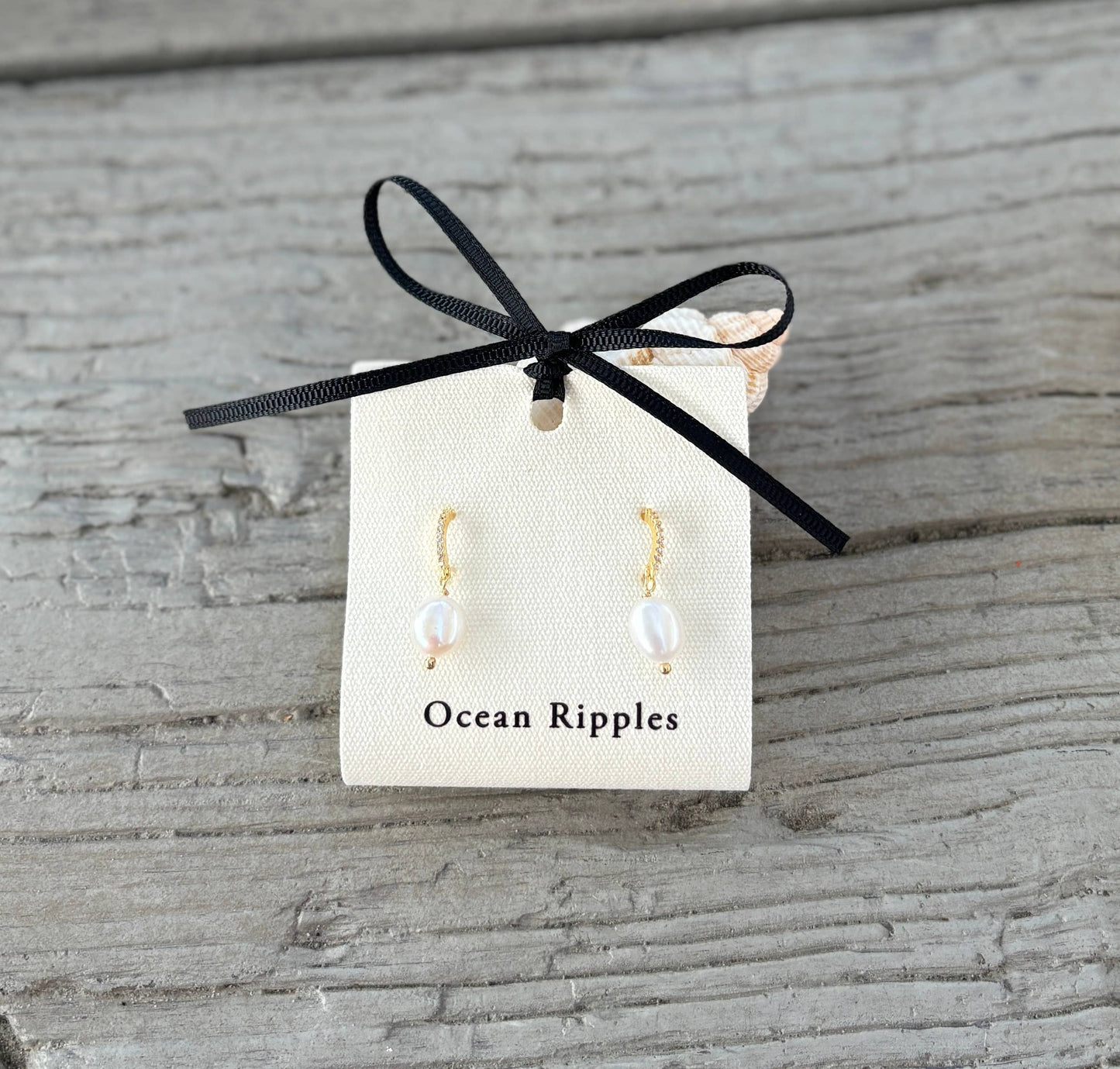 Ocean Ripples - 14ct Gold Plated Fresh Water Pearl Vintage Style Earrings