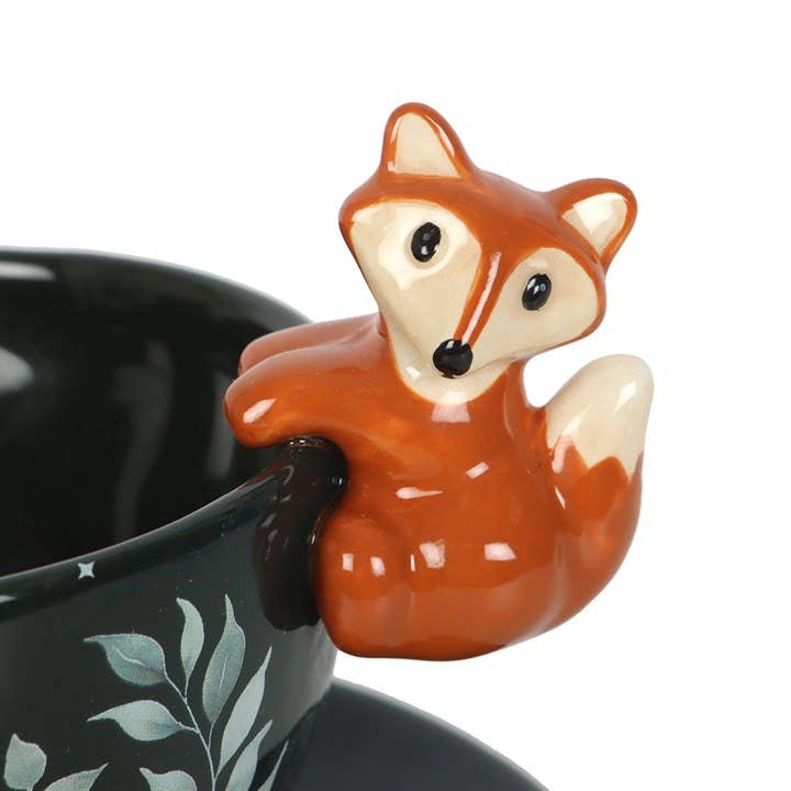 Something Different Wholesale - Green Forest Print Teacup with Fox