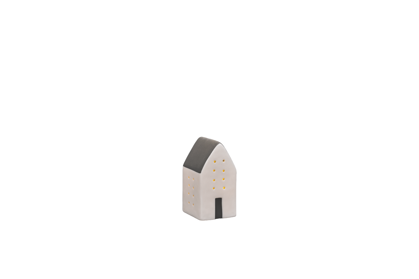 L. GLOW Home - White/Grey Roof Ceramic LED House H , extra small size
