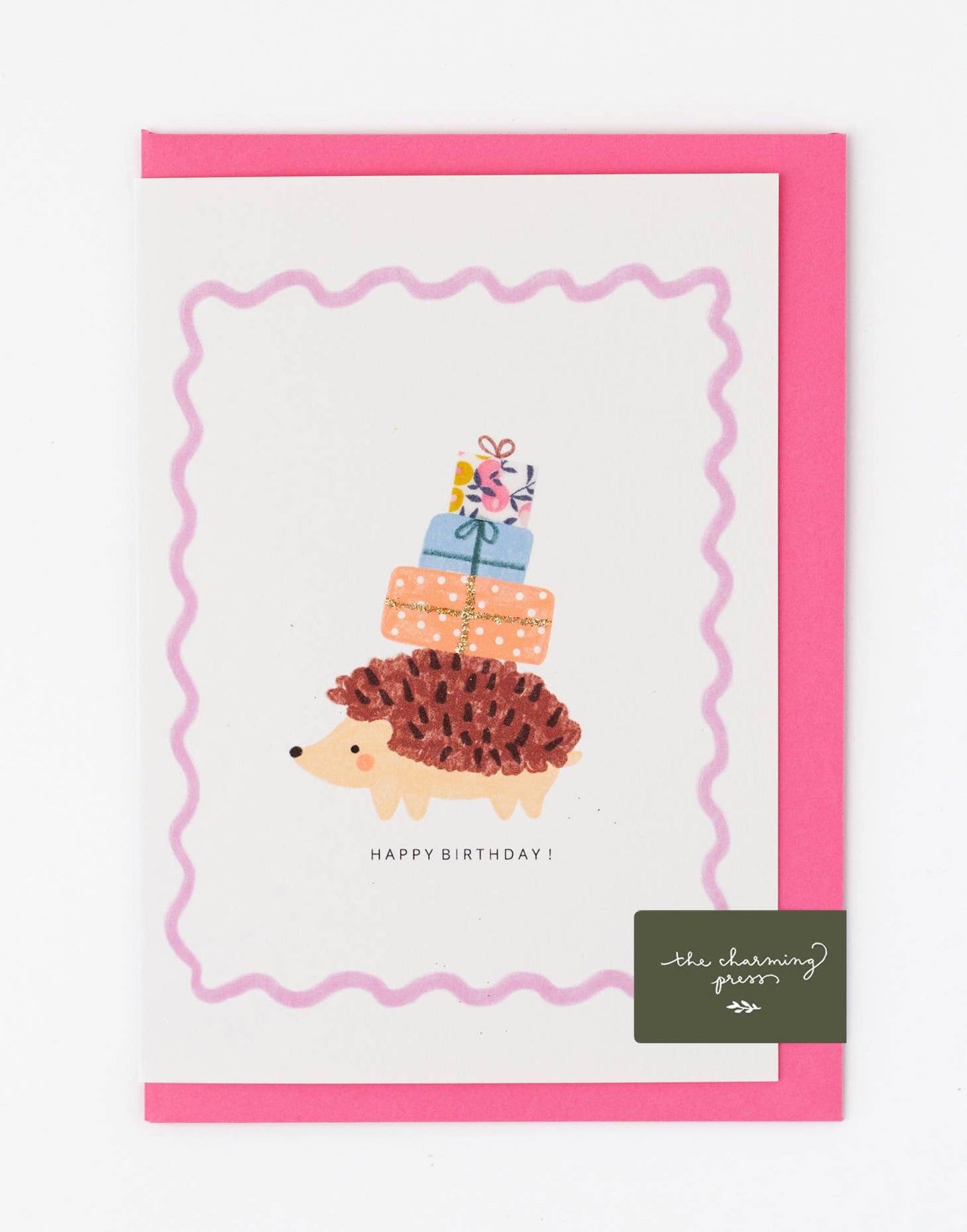 The Charming Press - Hedgehog Birthday Card - Liberty Wiltshire Bud Fabric