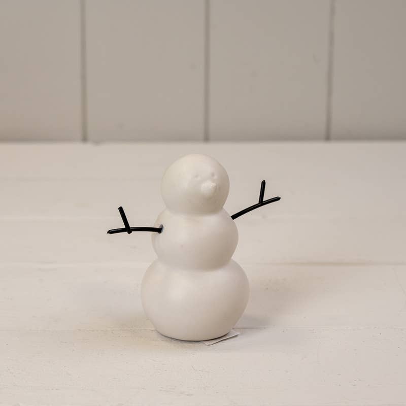 Small White Ceramic Snowman Decoration