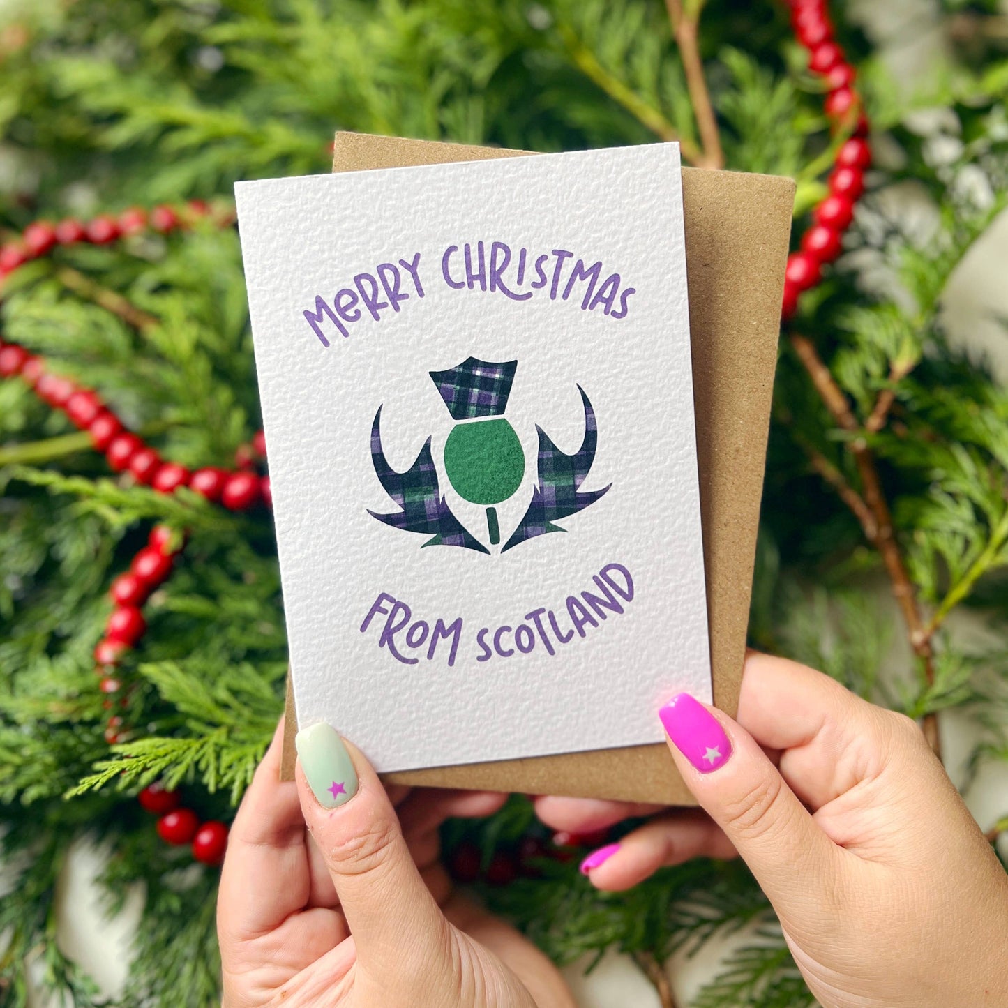 Xoxo Designs by Ruth - Christmas 'Merry Christmas From Scotland' Thistle Card