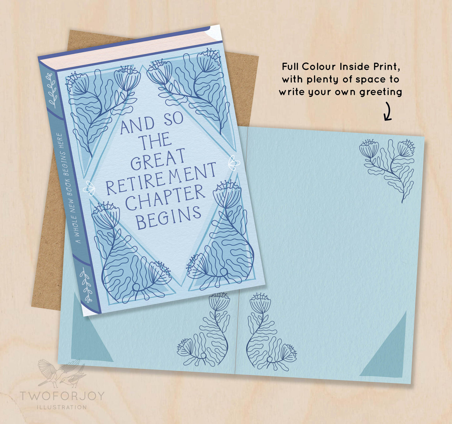 Two For Joy Illustration - And So the Great Retirement Chapter Begins - Book Card