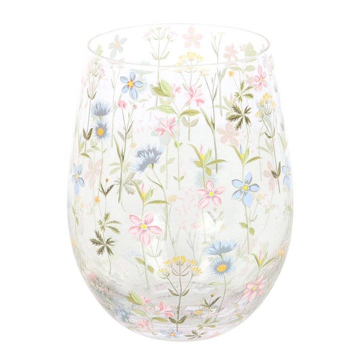 Floral Print Stemless Glass -birthday gift, mothers day gift