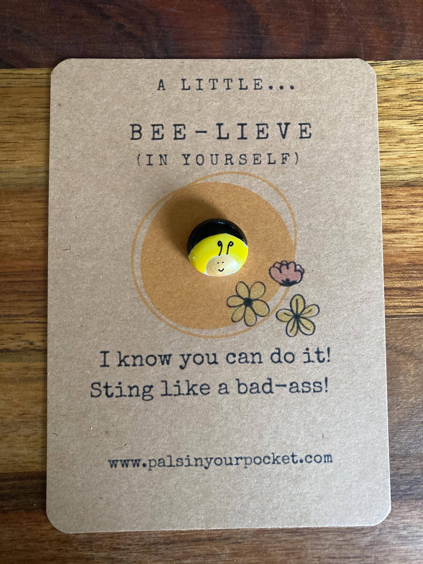 Pals in your Pocket - Bee Pebble Positive Mental Health Charm Yellow