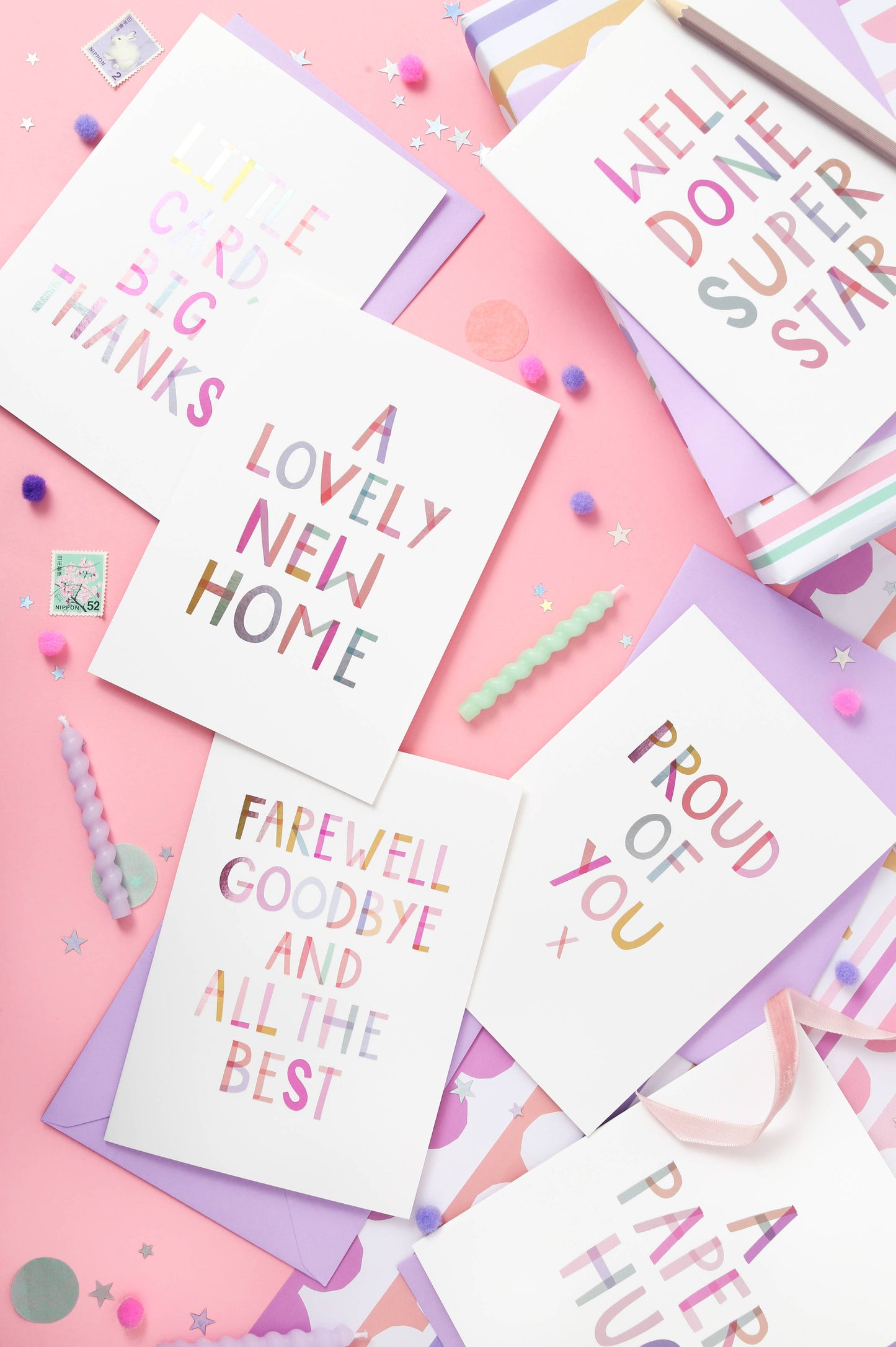 Two For Joy Illustration - Farewell – Good Luck Luxury Foiled Rainbow Greeting Card