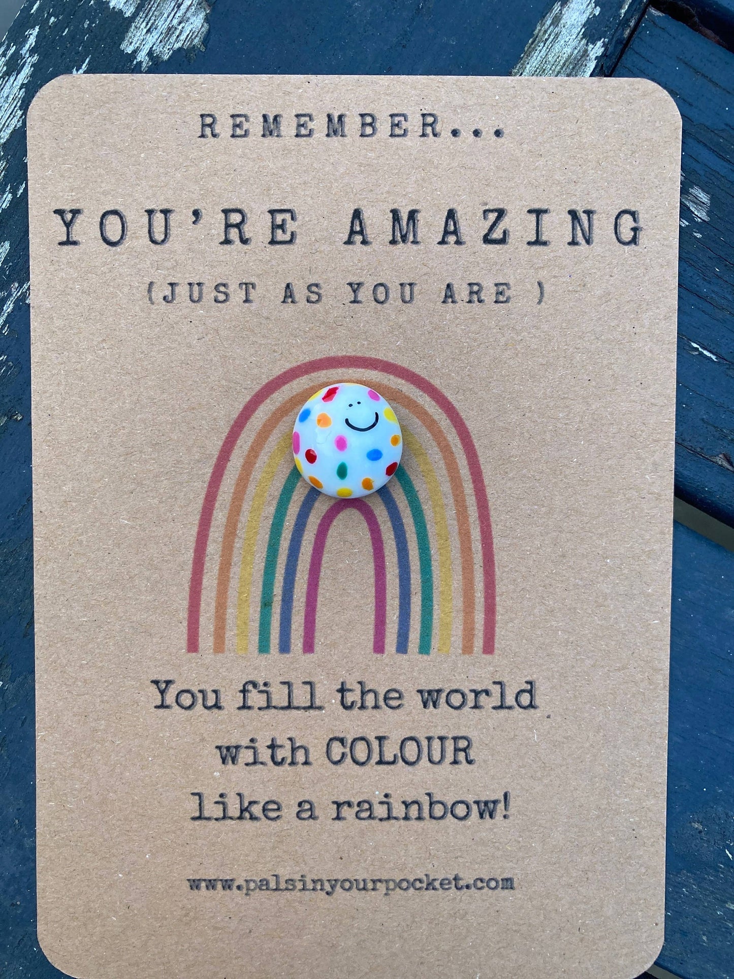 Pals in your Pocket - Rainbow Kindness Comfort Rock For Stress And Anxiety