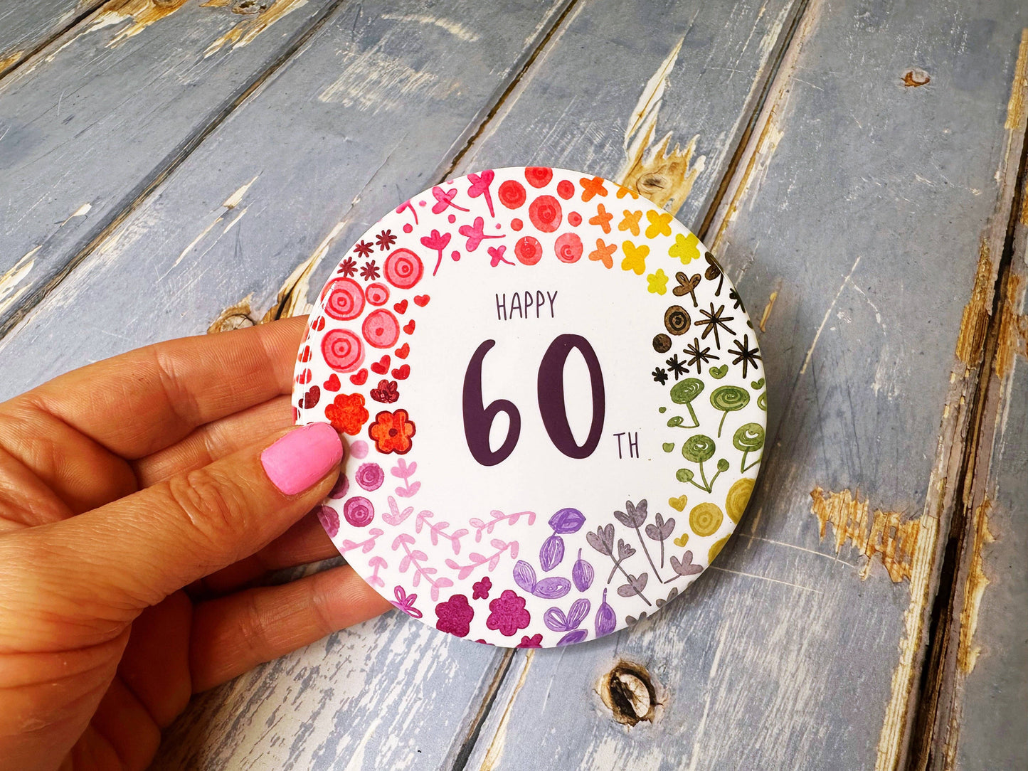 Little Heart - 60 Round Floral Ceramic Coaster