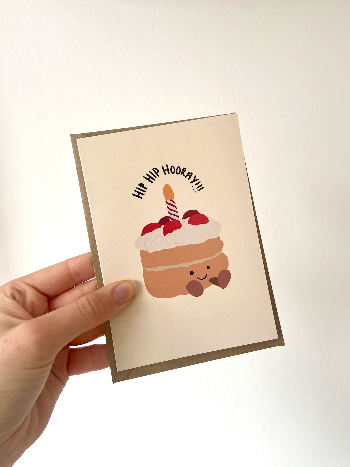 "Hip hip hooray" birthday card. Birthday cake inspired by Jellycat