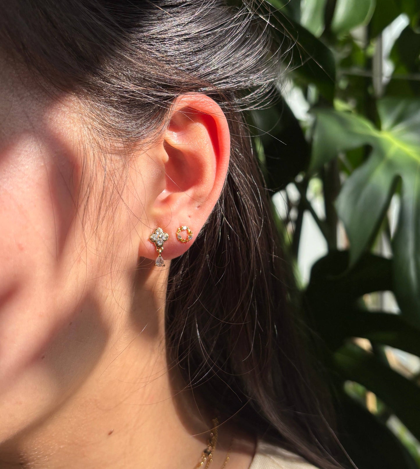 Ocean Ripples - 14ct Gold Plated Cubic Zirconia Wreath Earrings
