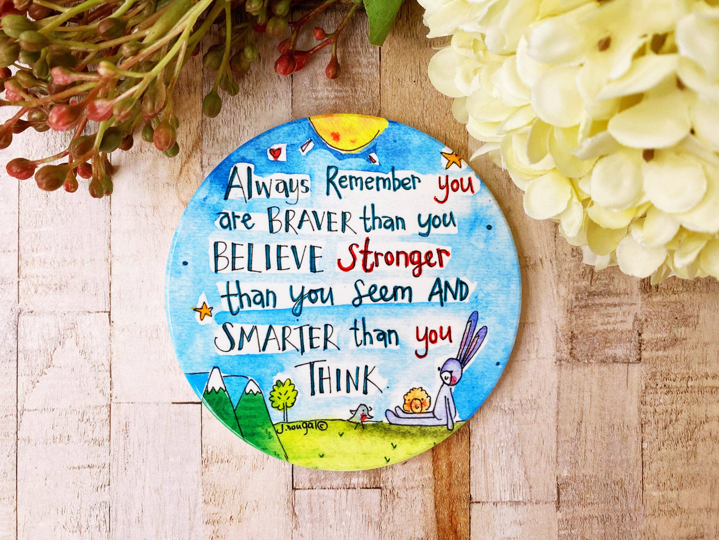 Little Heart - Brave Round Ceramic Coaster