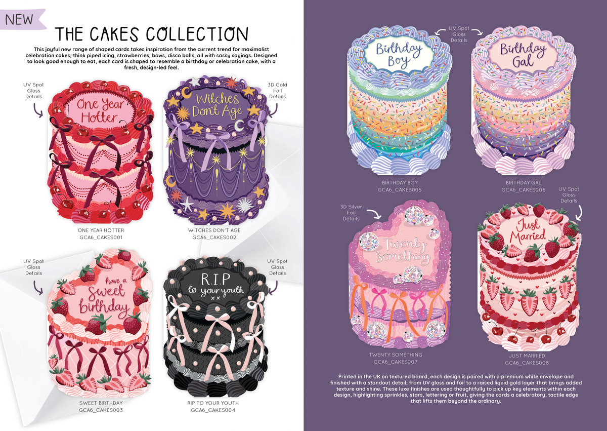 Two For Joy Illustration - Birthday Gal - Birthday Cake Shaped Greeting Card