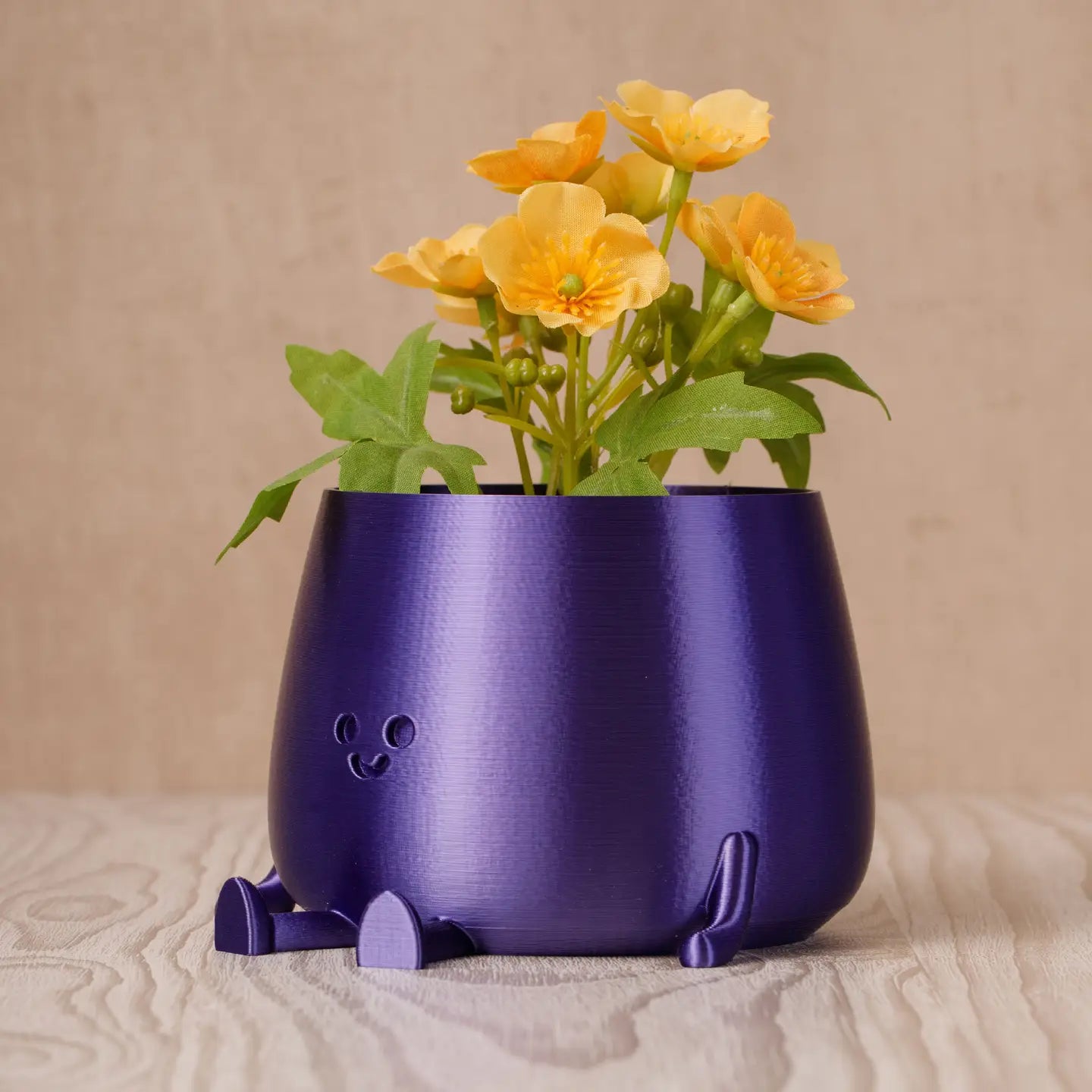 Happy Pot Planter - Silk Cadbury Purple