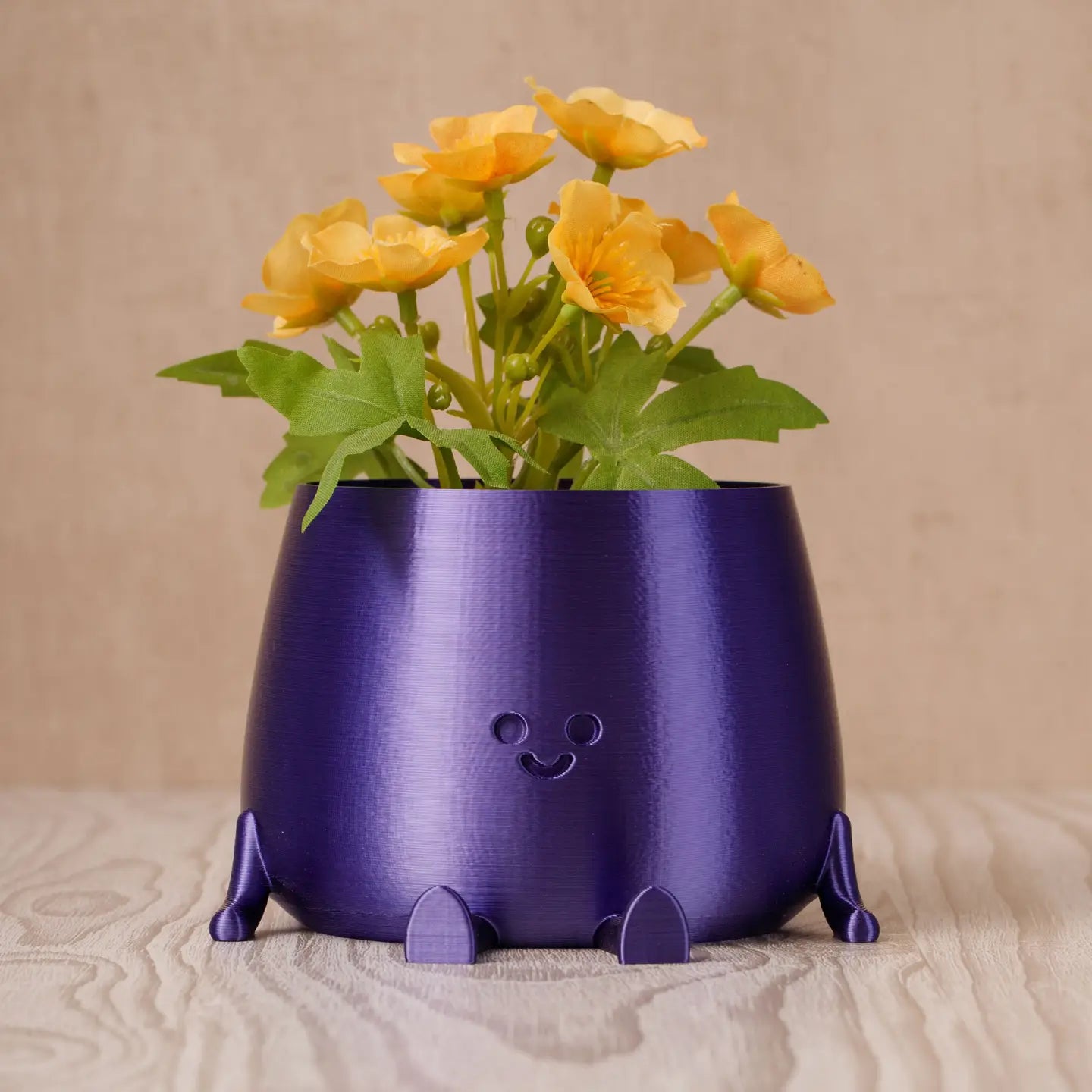 Happy Pot Planter - Silk Cadbury Purple