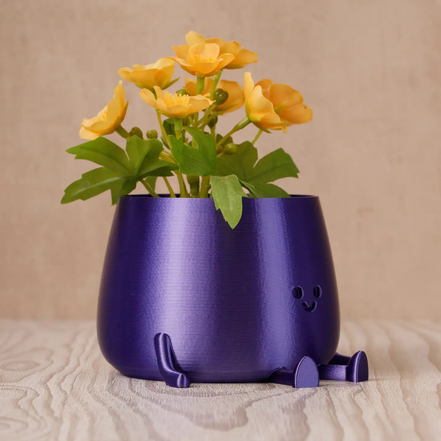 Happy Pot Planter - Silk Cadbury Purple