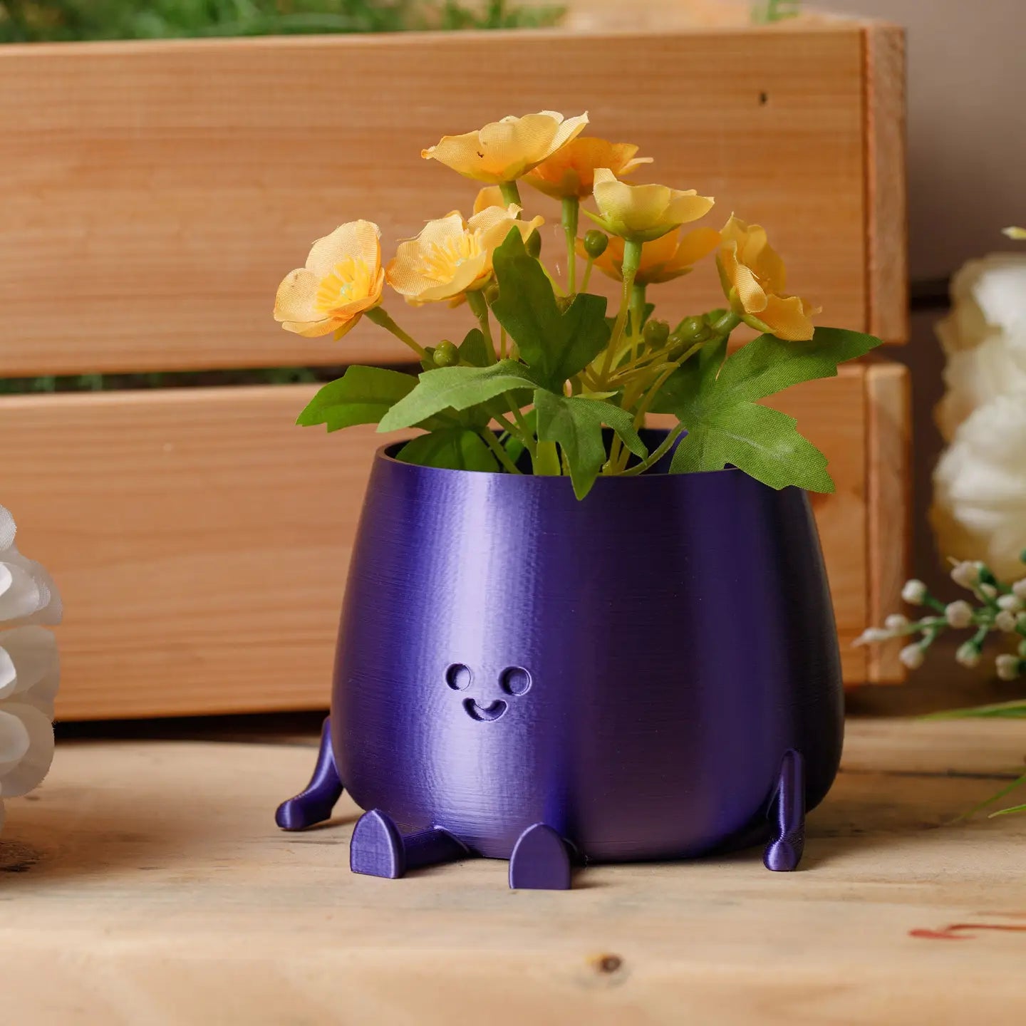 Happy Pot Planter - Silk Cadbury Purple