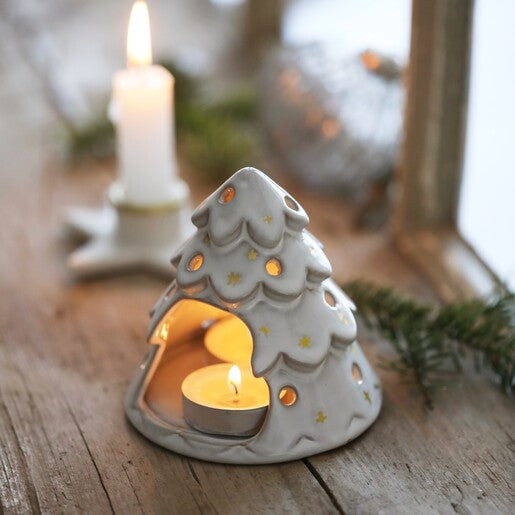 White Christmas Tree Tealight Holder