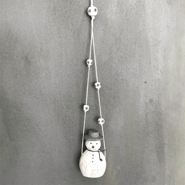 East of India Wooden Snowman Christmas Mobile