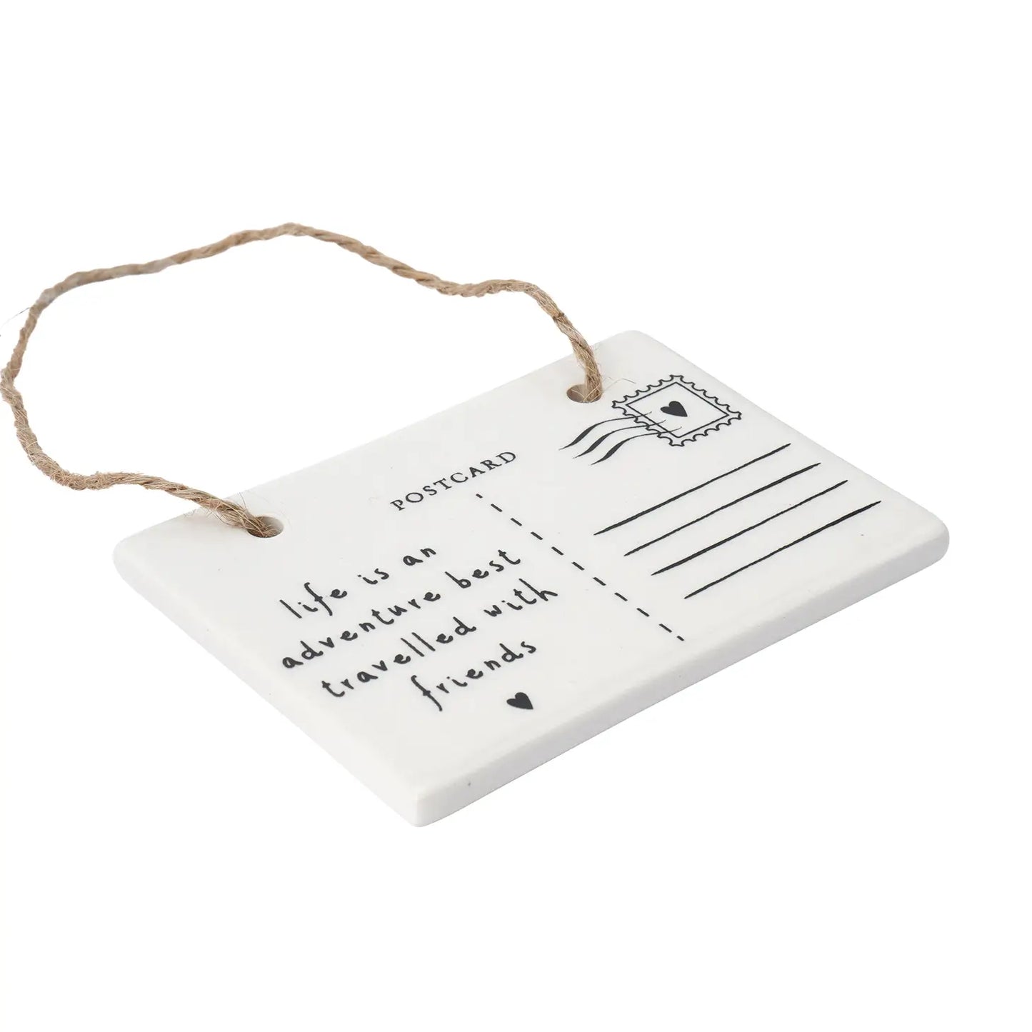 life Is An Adventure...' Postcard Ceramic Hanger