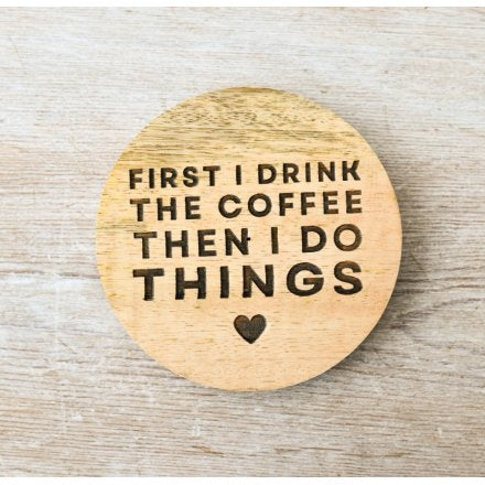 Wooden Round Coffee Coaster, 10cm