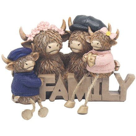 Highland Cow Family Figurine Ornament