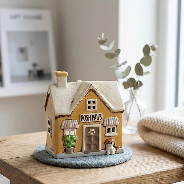 Posh paws village pottery tea light holder