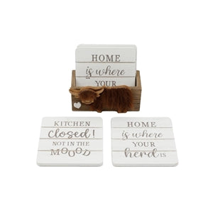 Scottish gift - Cow Coaster And Holder
