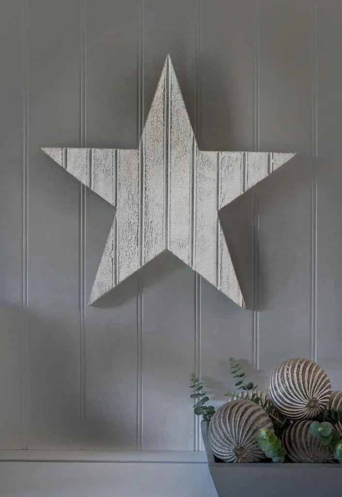Large white wooden Star Wall Plaque