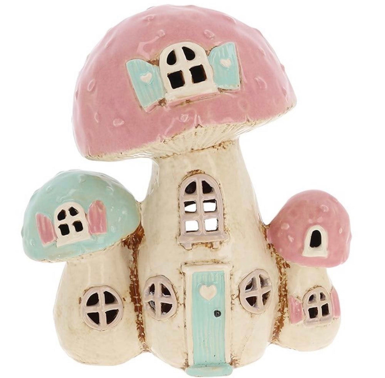 Village Pottery Toadstool Trio House Tealight Holder