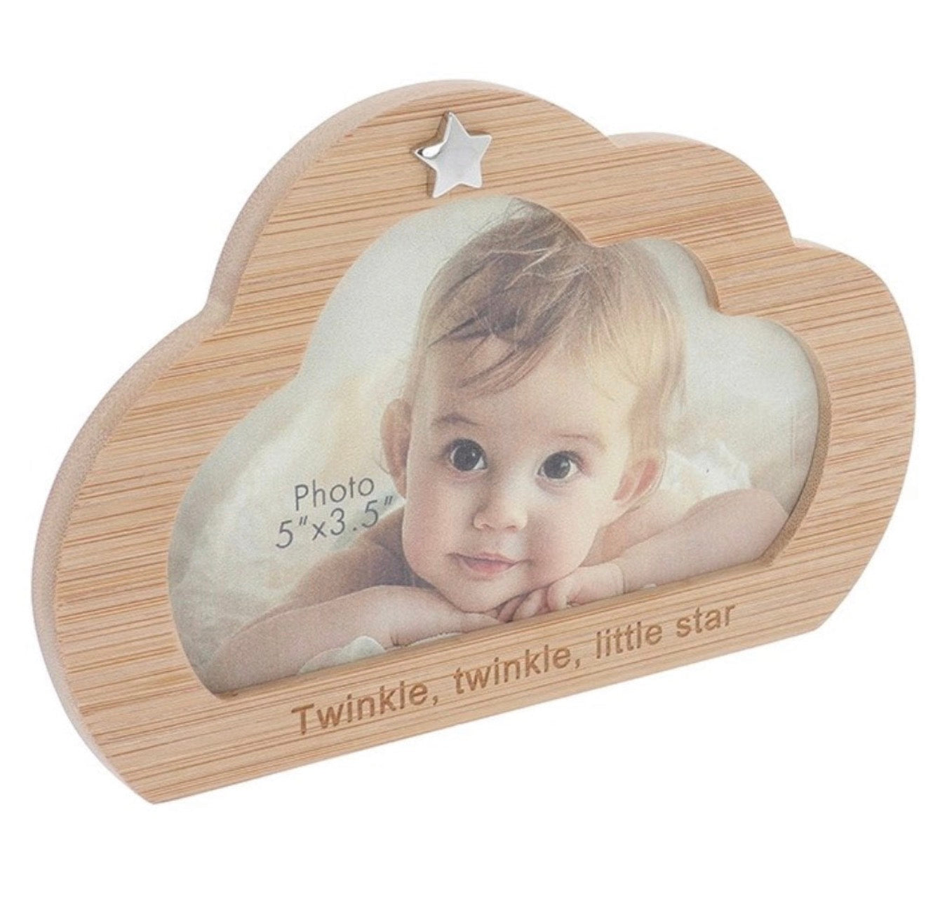 Bamboo cloud photo frame with silver star