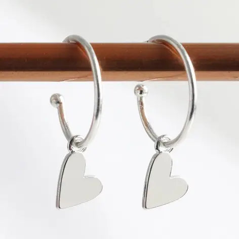 Falling Heart On Earring Hoop Gold or silver