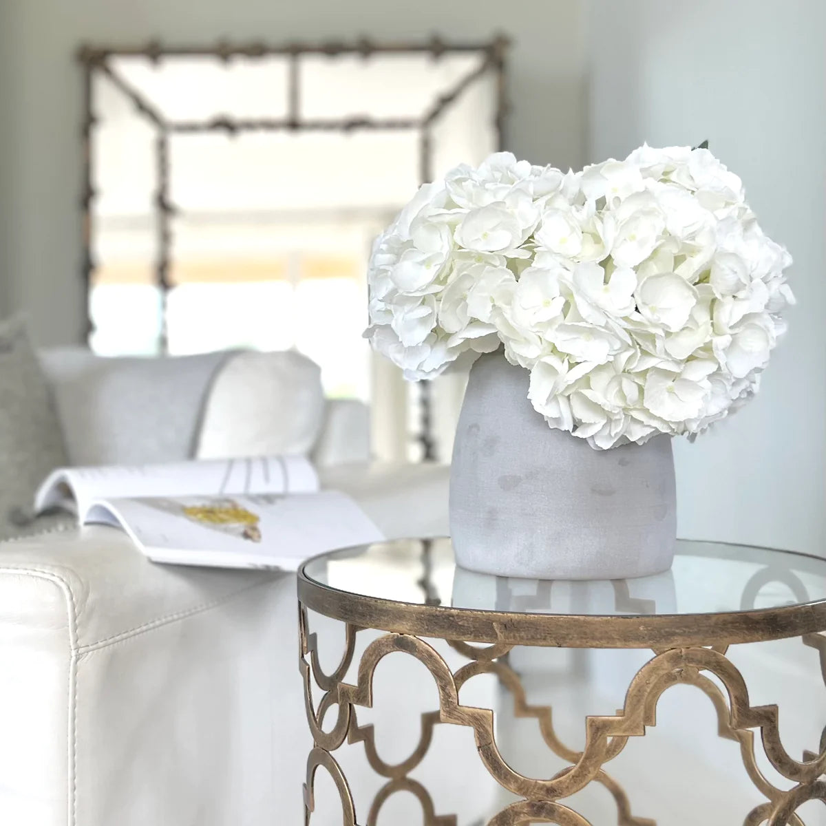 Dusky pink or white faux hydrangea