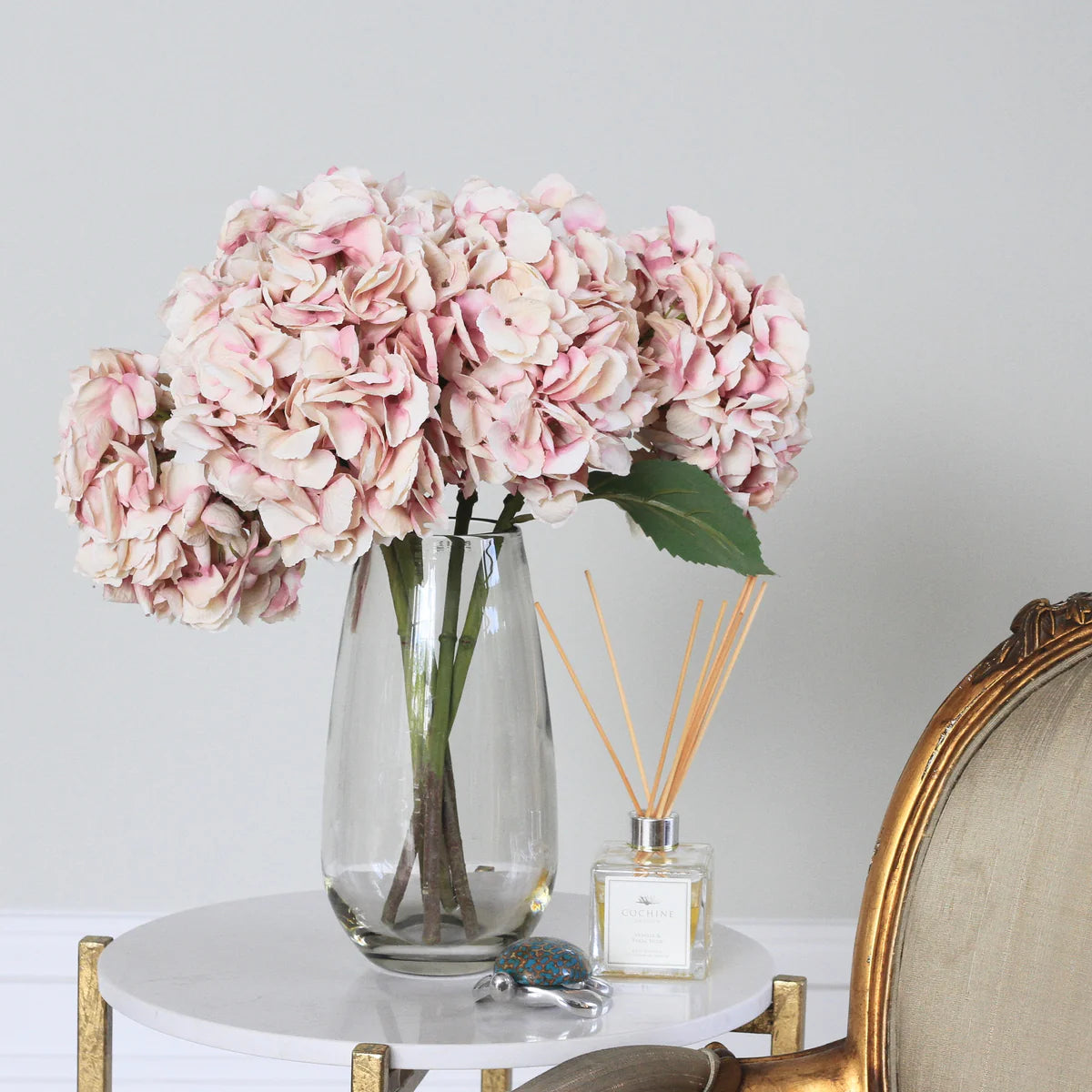 Dusky pink or white faux hydrangea