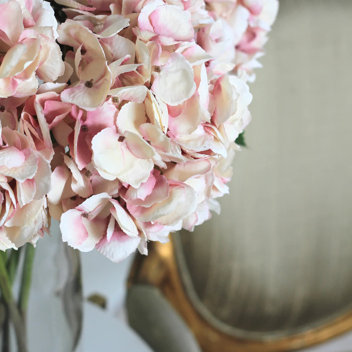 Dusky pink or white faux hydrangea