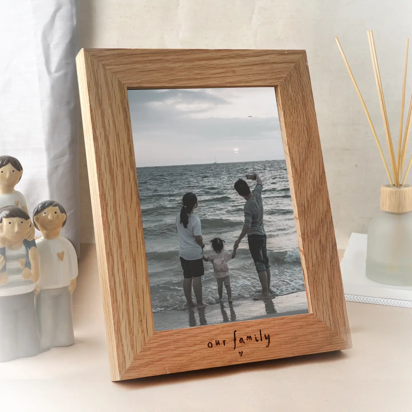Send with Love 'our Family' 5x7 Oak Photo Frame